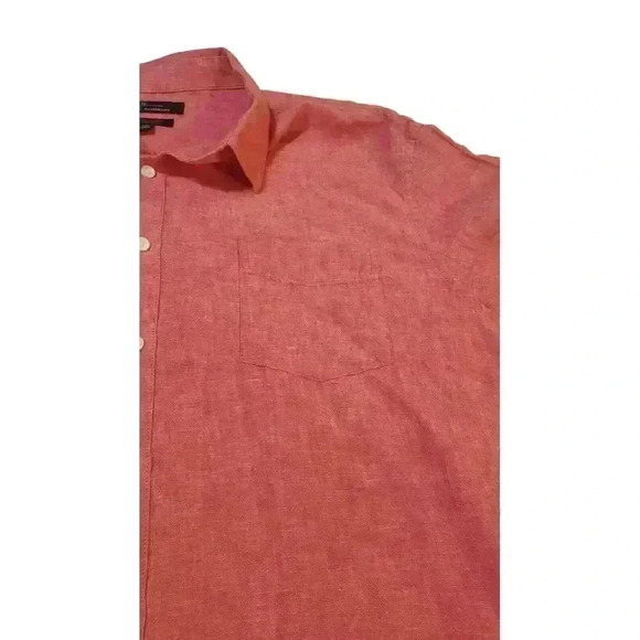 Marc Anthony Mens Slim-Fit Linen Blend Button Shirt Red Short Sleeve‎ Size XXL - Picture 7 of 15